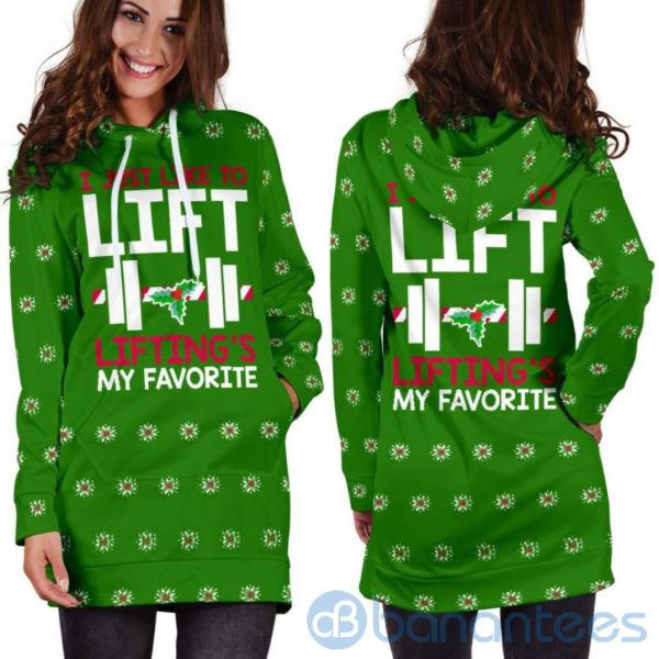 Lifting's My Favorite Christmas Hoodie Dress For Women Product Photo
