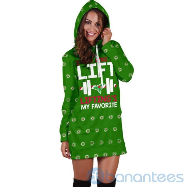 Lifting's My Favorite Christmas Hoodie Dress For Women Product Photo