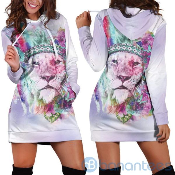 Lion Colorful Hoodie Dress For Women Product Photo