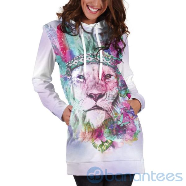 Lion Colorful Hoodie Dress For Women Product Photo
