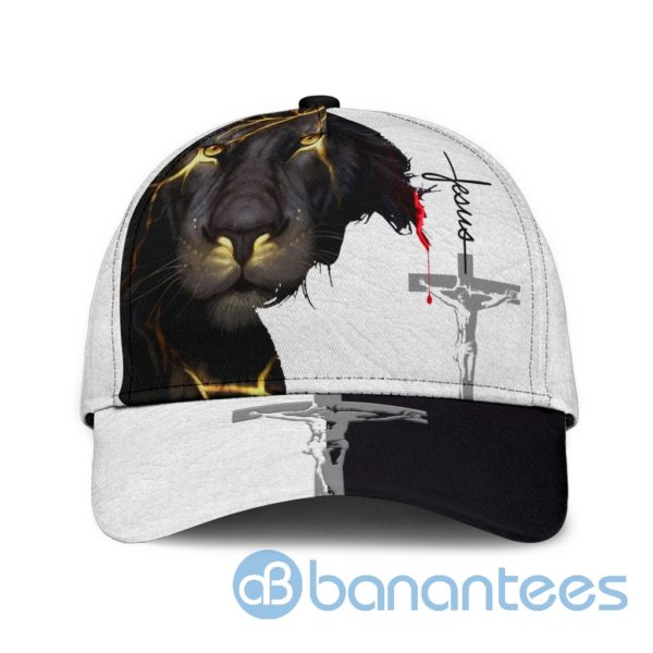 Lion Jesus Faith Black And White All Over Printed 3D Cap Product Photo