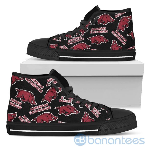 Logo All Over Printed Arkansas Razorbacks High Top Shoes Product Photo