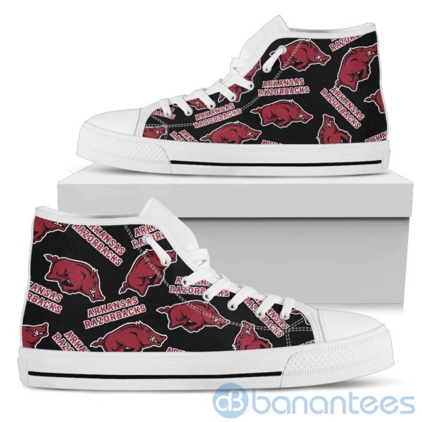 Logo All Over Printed Arkansas Razorbacks High Top Shoes Product Photo