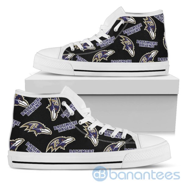 Logo All Over Printed Baltimore Ravens High Top Shoes Product Photo