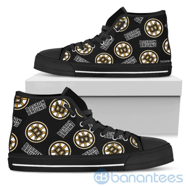 Logo All Over Printed Boston Bruins High Top Shoes Product Photo