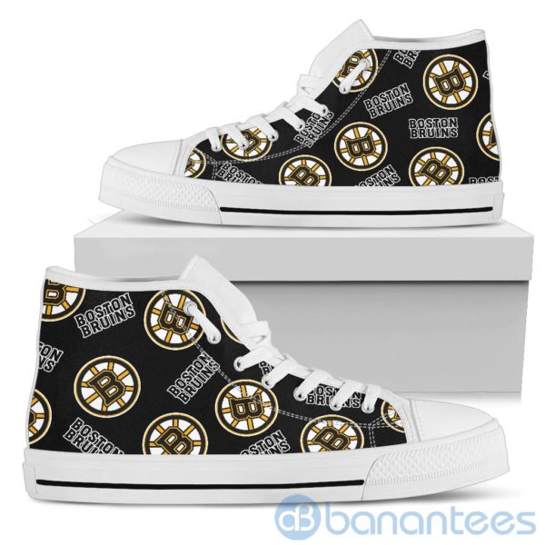 Logo All Over Printed Boston Bruins High Top Shoes Product Photo