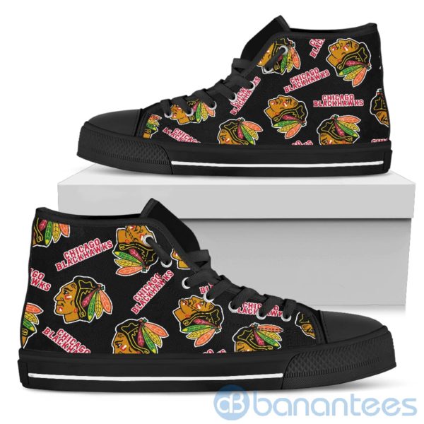 Logo All Over Printed Chicago Blackhawks High Top Shoes Product Photo