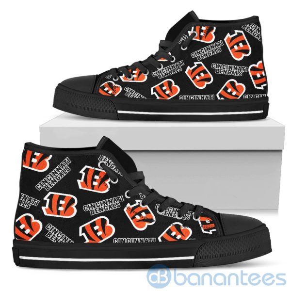 Logo All Over Printed Cincinnati Bengals High Top Shoes Product Photo