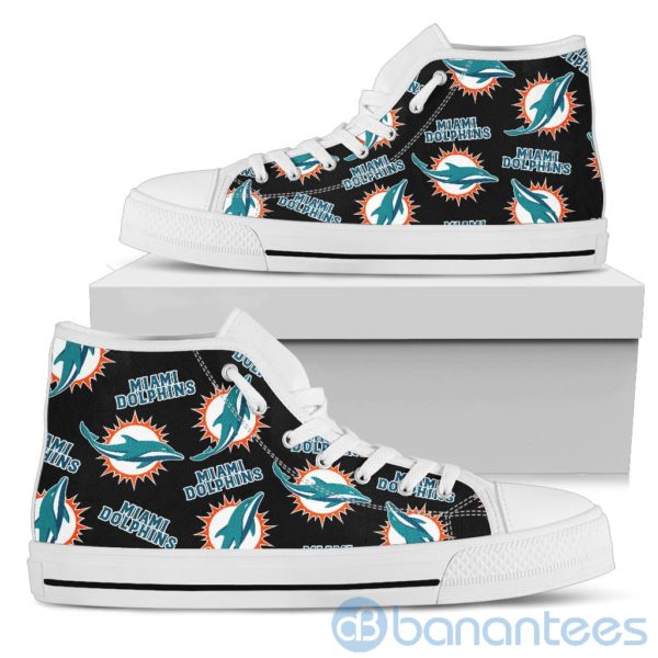 Logo All Over Printed Miami Dolphins High Top Shoes Product Photo