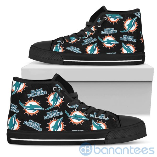 Logo All Over Printed Miami Dolphins High Top Shoes Product Photo