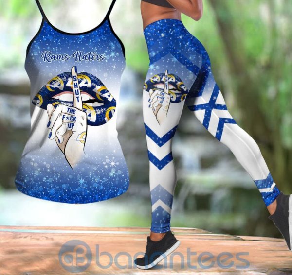 Los Angeles Rams Leggings And Criss Cross Tank Top For Women Product Photo