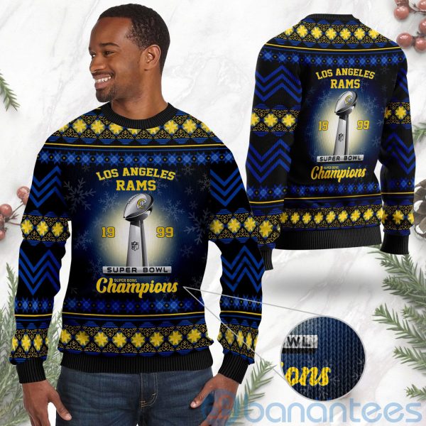 Los Angeles Rams Super Bowl Champions Cup Ugly Christmas 3D Sweater Product Photo