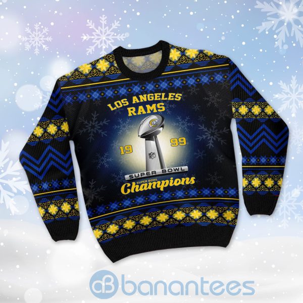 Los Angeles Rams Super Bowl Champions Cup Ugly Christmas 3D Sweater Product Photo