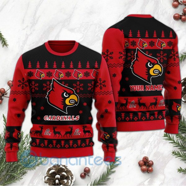Louisville Cardinals Custom Name Personalized Ugly Christmas 3D Sweater Product Photo
