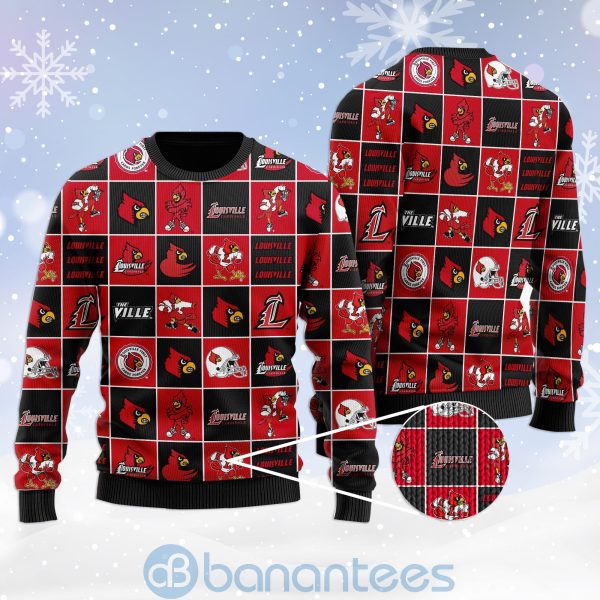 Louisville Cardinals Football Team Logo Ugly Christmas 3D Sweater Product Photo