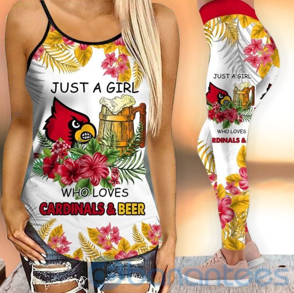 Louisville Cardinals Girl Leggings And Criss Cross Tank Top For Women Product Photo