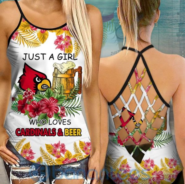 Louisville Cardinals Girl Leggings And Criss Cross Tank Top For Women Product Photo