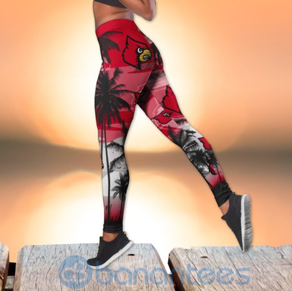 Louisville Cardinals Sunset Leggings And Criss Cross Tank Top For Women Product Photo