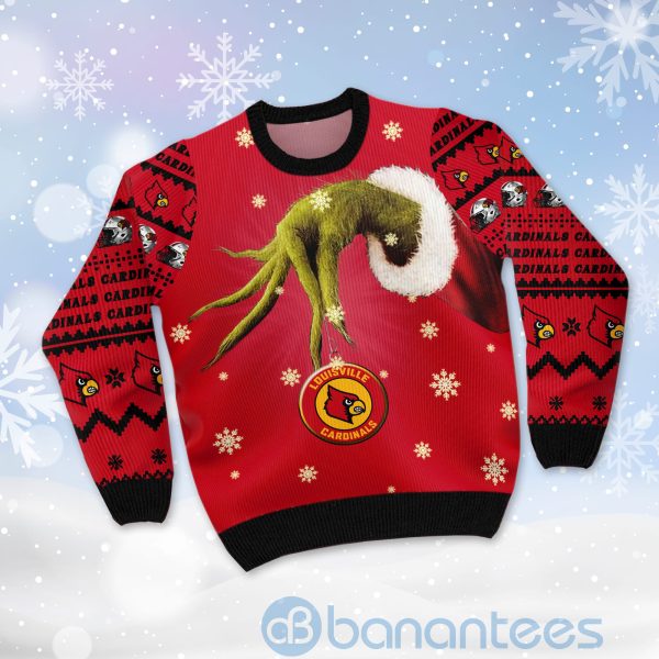 Louisville Cardinals Team Grinch Ugly Christmas 3D Sweater Product Photo
