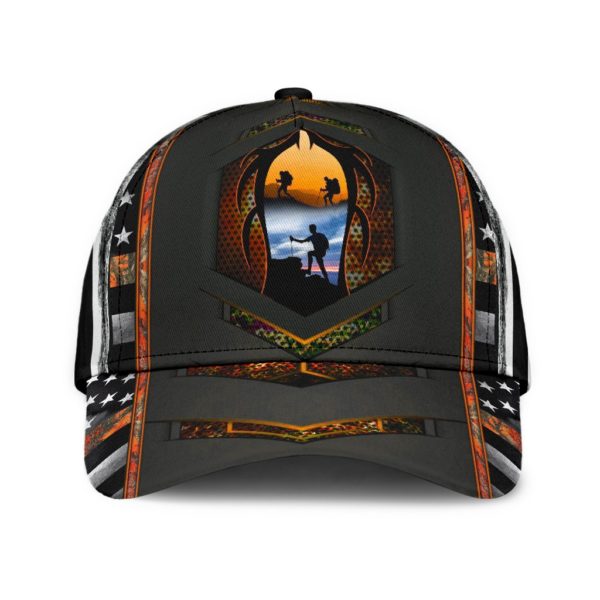 Love Hiking Americal Flag Black All Over Print Cap Product Photo
