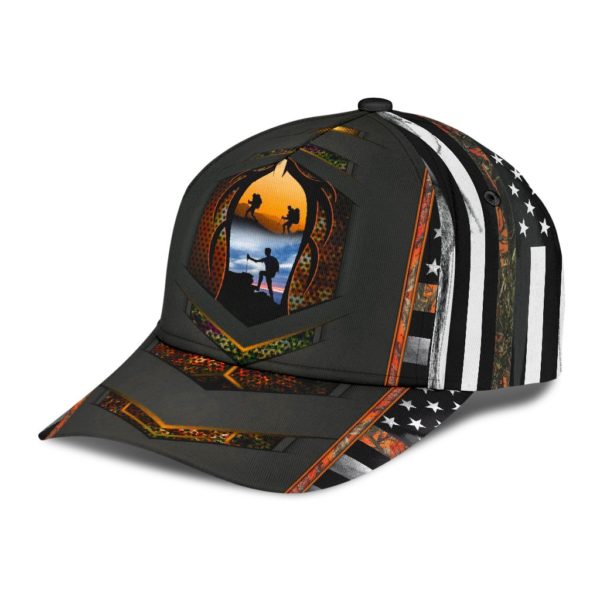 Love Hiking Americal Flag Black All Over Print Cap Product Photo