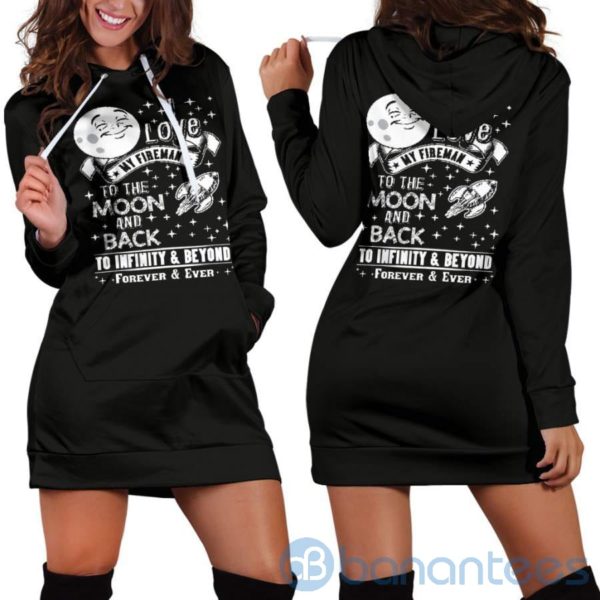 Love My Fireman To The Moon and Back Hoodie Dress For Women Product Photo