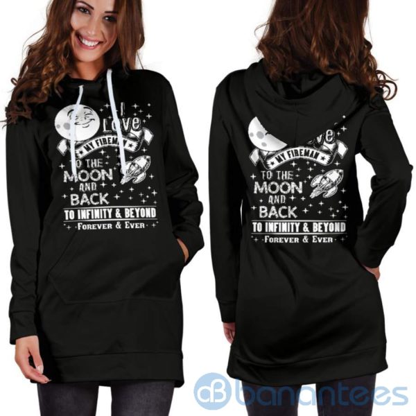 Love My Fireman To The Moon and Back Hoodie Dress For Women Product Photo