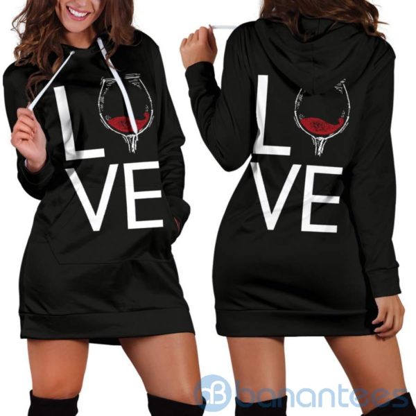 Love Wine Hoodie Dress For Women Product Photo