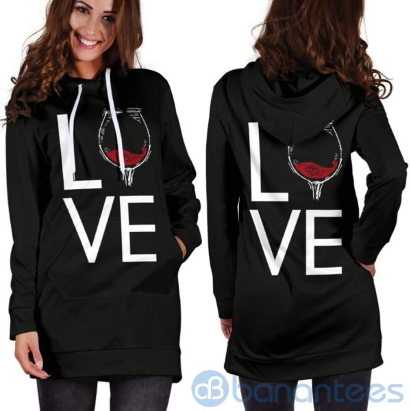 Love Wine Hoodie Dress For Women Product Photo