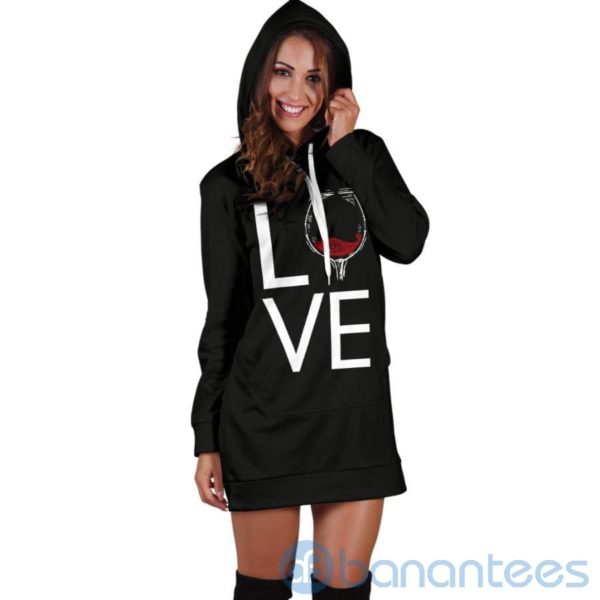 Love Wine Hoodie Dress For Women Product Photo