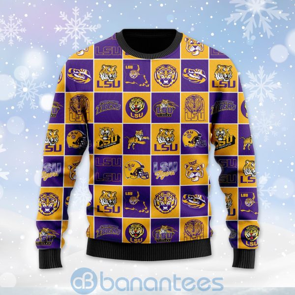 LSU Tigers Football Team Logo Ugly Christmas 3D Sweater Product Photo