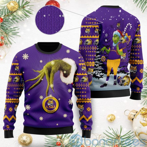 LSU Tigers Team Grinch Ugly Christmas 3D Sweater Product Photo
