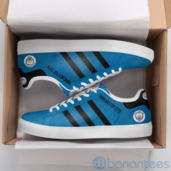 Manchester City Black Striped Blue Low Top Skate Shoes Product Photo