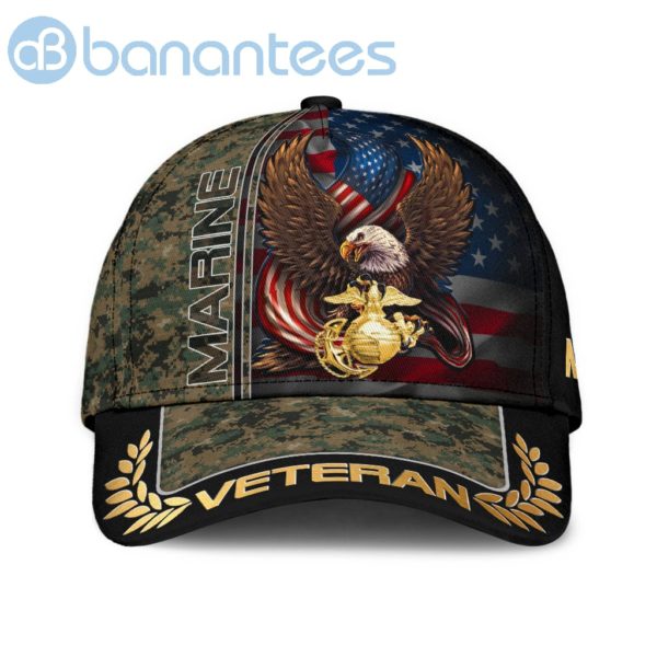 Marine Veteran American Flag Printed All Over Printed 3D Cap Product Photo