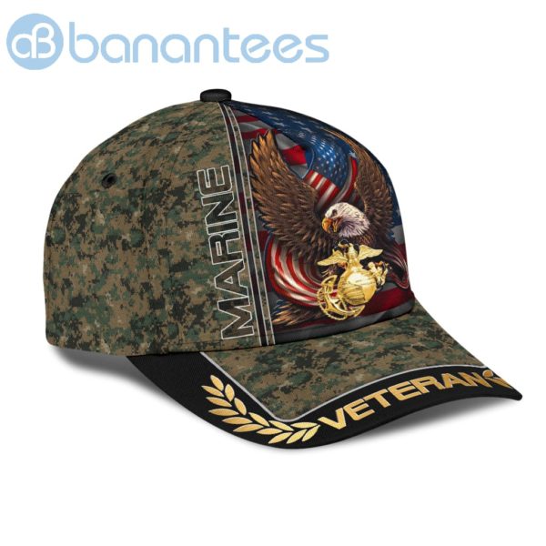 Marine Veteran American Flag Printed All Over Printed 3D Cap Product Photo