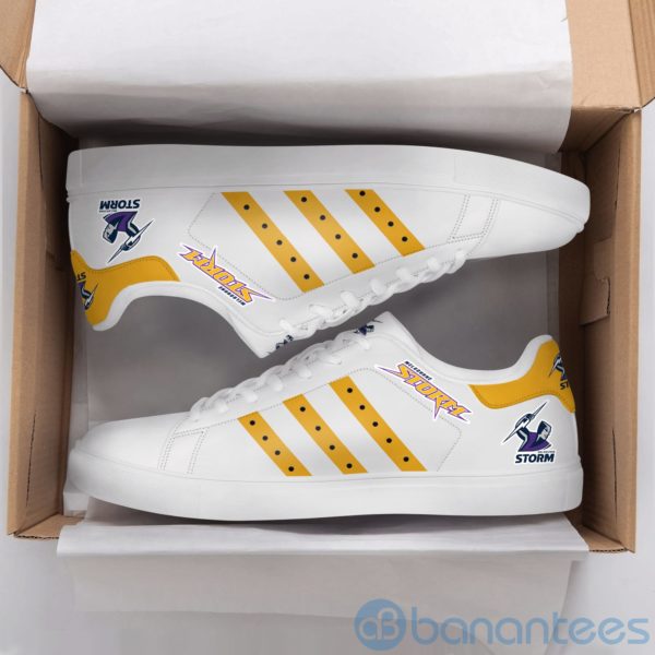 Melbourne Storm Yellow Striped White Low Top Skate Shoes Product Photo
