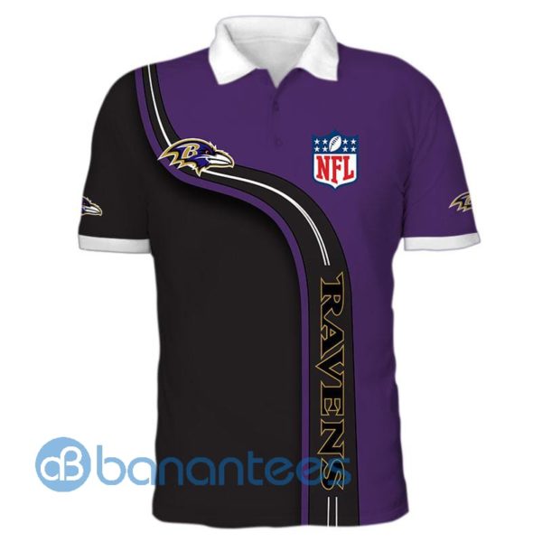 Men's Baltimore Ravens Full Printed 3D Polo Shirt Product Photo