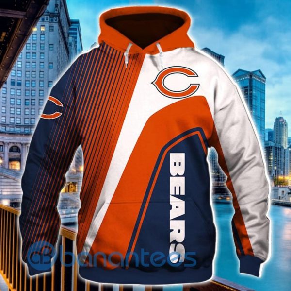 Men's Chicago Bears Orange White Navy All Over Printed 3D Hoodie Zip Hoodie Product Photo