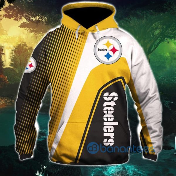 Men's Pittsburgh Steelers White And Yellow All Over Printed 3D Hoodie Zip Hoodie Product Photo