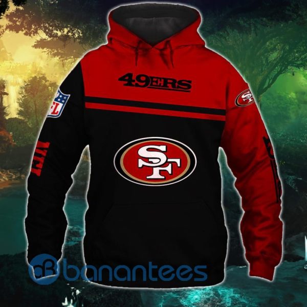 Men's San Francisco 49ers Red And Black All Over Printed 3D Hoodie Zip Hoodie Product Photo