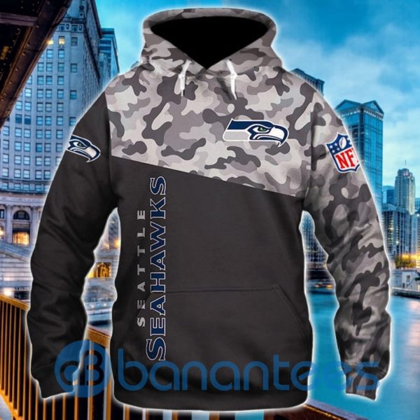 Men's Seattle Seahawks Military All Over Printed 3D Hoodie Zip Hoodie Product Photo