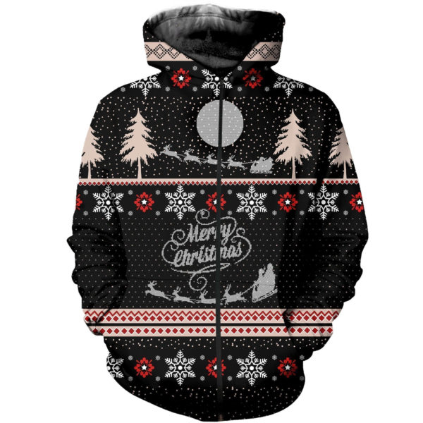 Merry Christmas Knitting All Over Printed 3D Shirt - 3D Zip Hoodie - Black