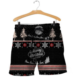 Merry Christmas Knitting All Over Printed 3D Shirt - Short Pant - Black
