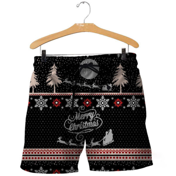 Merry Christmas Knitting All Over Printed 3D Shirt - Short Pant - Black