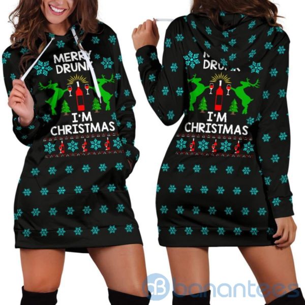 Merry Drunk I?m Christmas Hoodie Dress For Women Product Photo