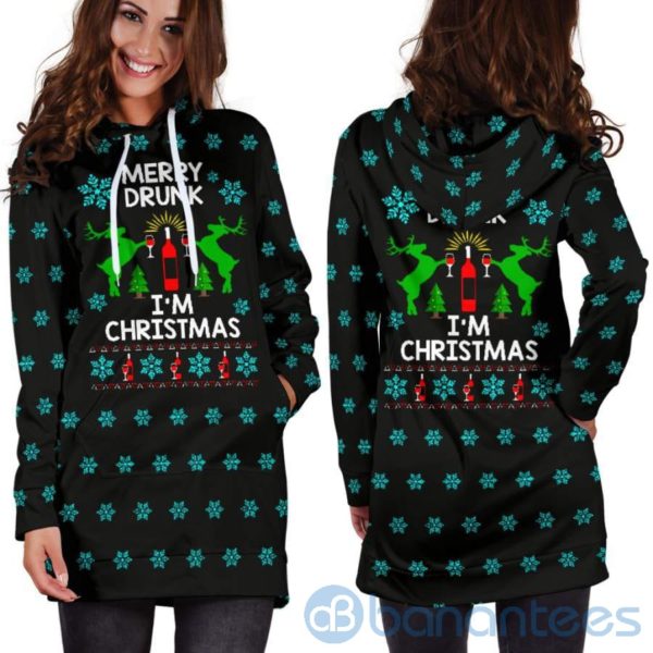 Merry Drunk I?m Christmas Hoodie Dress For Women Product Photo