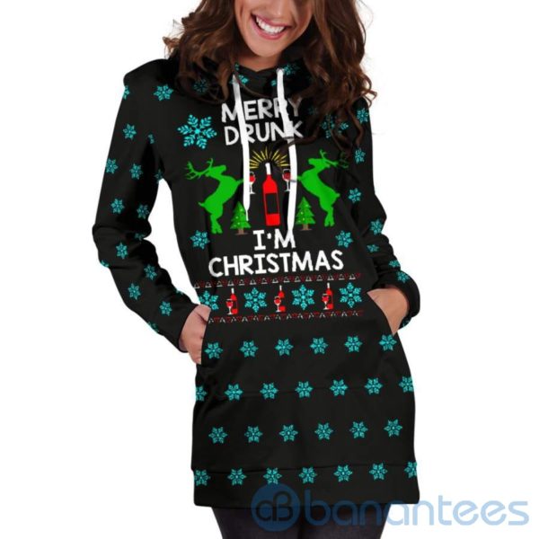Merry Drunk I?m Christmas Hoodie Dress For Women Product Photo