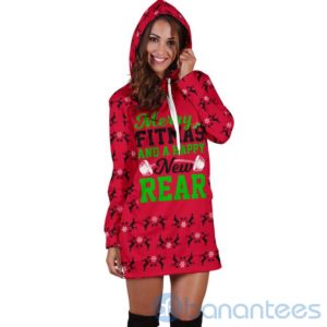 Merry Fitmas Happy New Rear Hoodie Dress For Women Product Photo