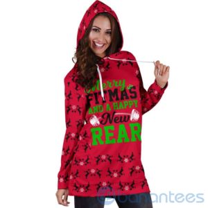Merry Fitmas Happy New Rear Hoodie Dress For Women Product Photo