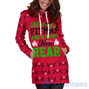 Merry Fitmas Happy New Rear Hoodie Dress For Women Product Photo